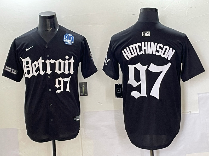 Men 2025 Detroit Lions #97 Hutchinson Black NFL jersey 007->detroit lions->NFL Jersey